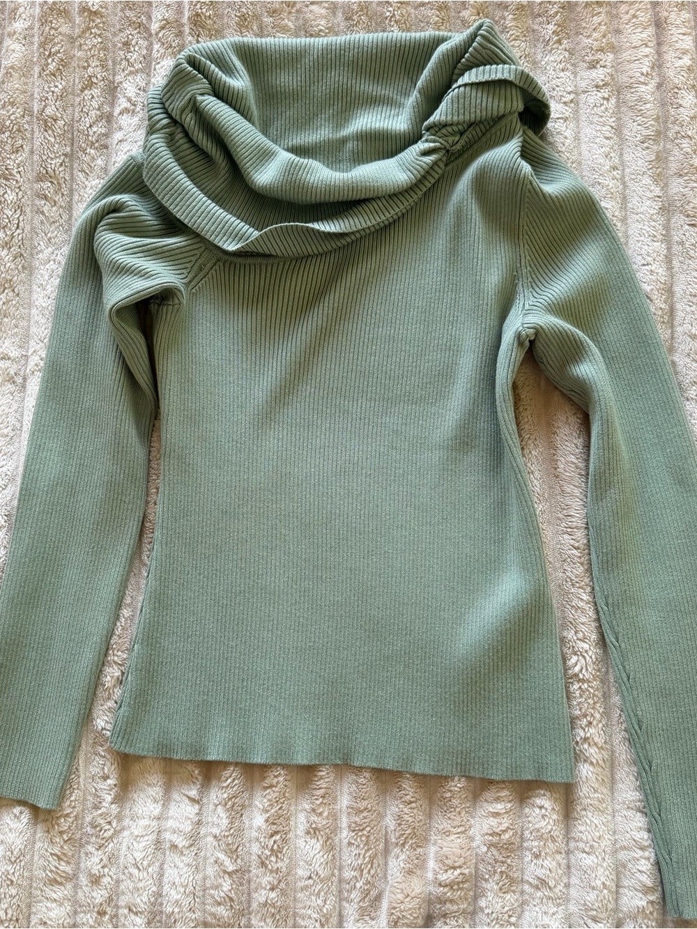 Abercrombie & Fitch- Ribbed Cowl Neck Sweater - Sage Green